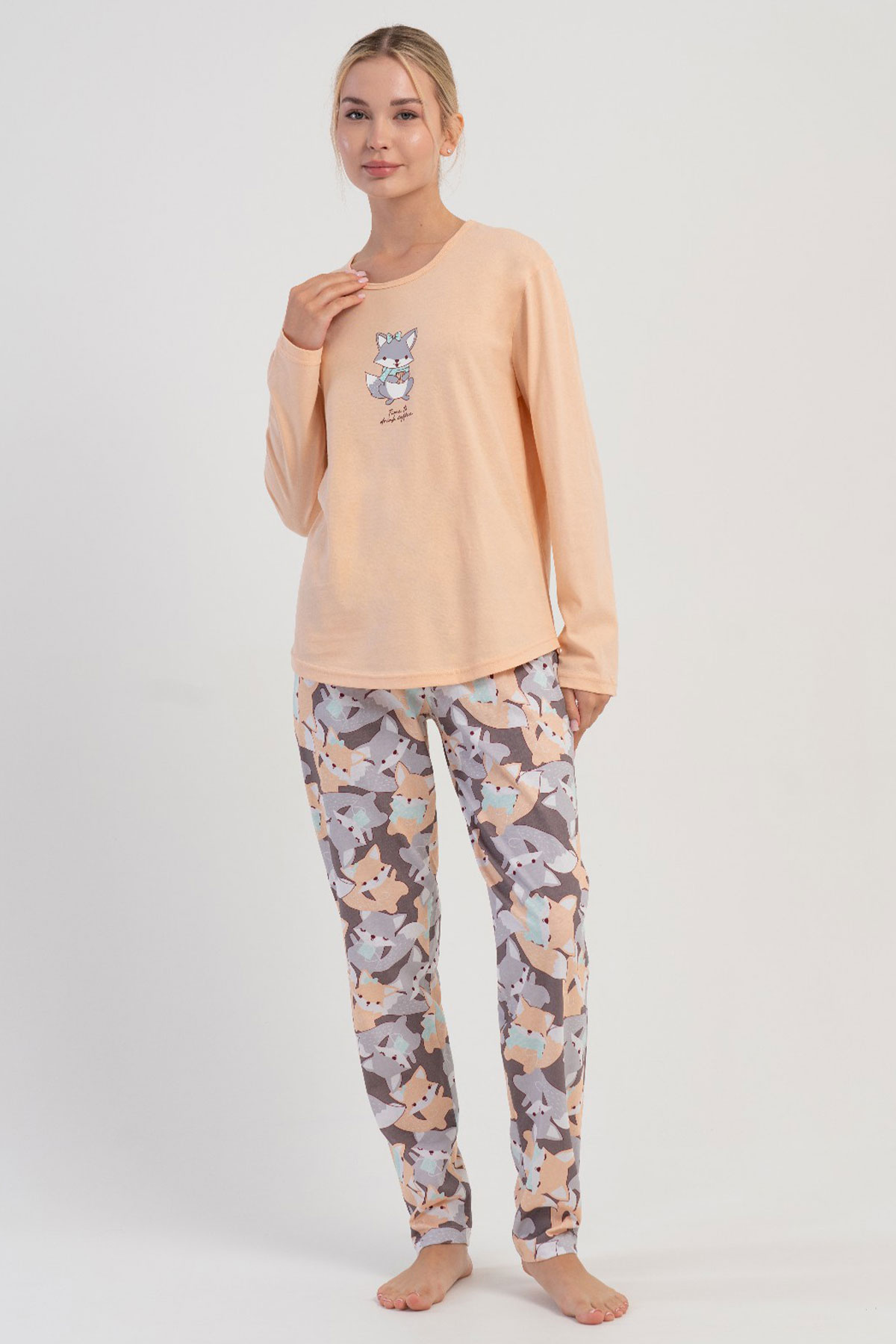 Pamuklu Kadın Uzun Kol Pijama Takım
