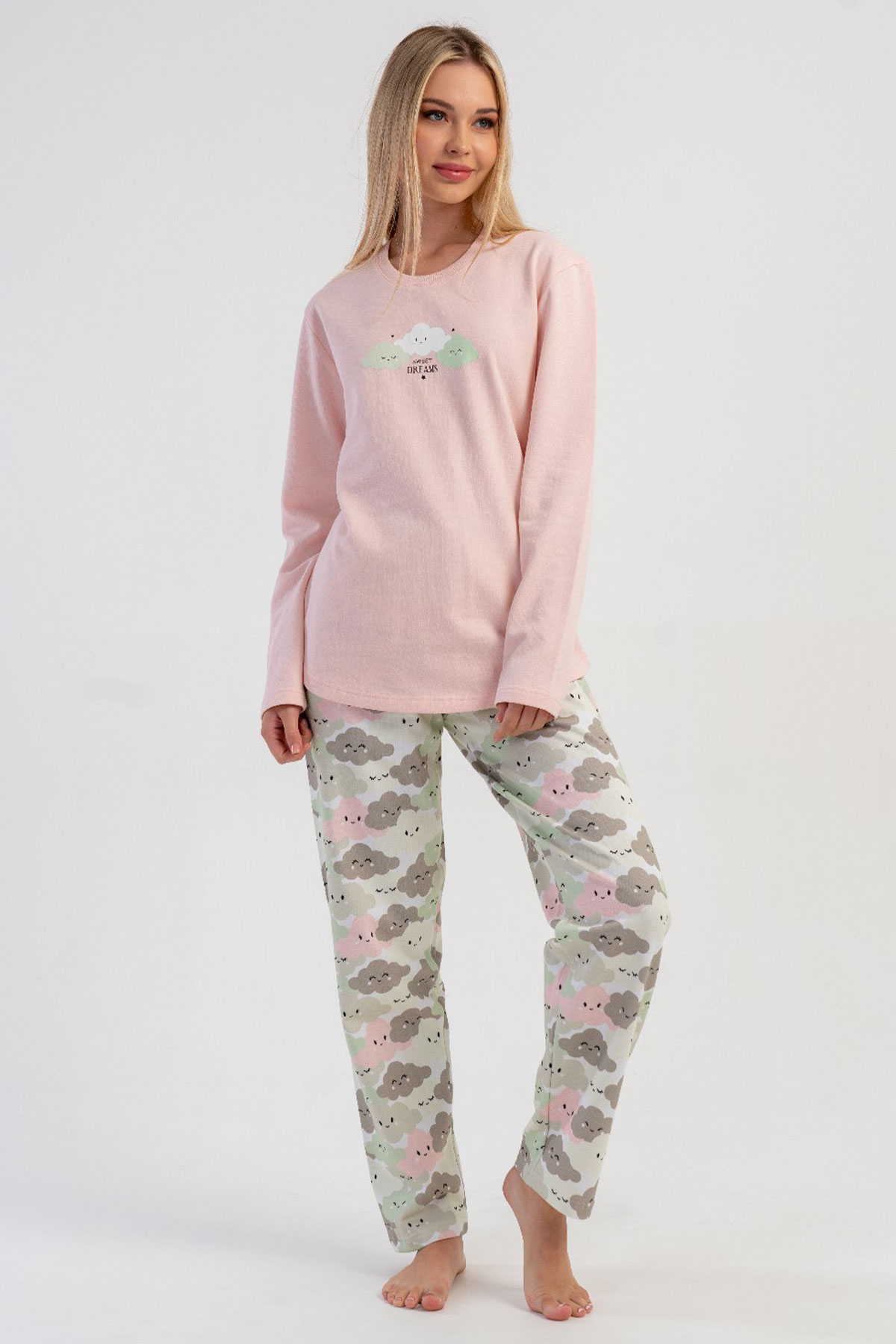 Pamuklu Kadın Uzun Kol Pijama Takım
