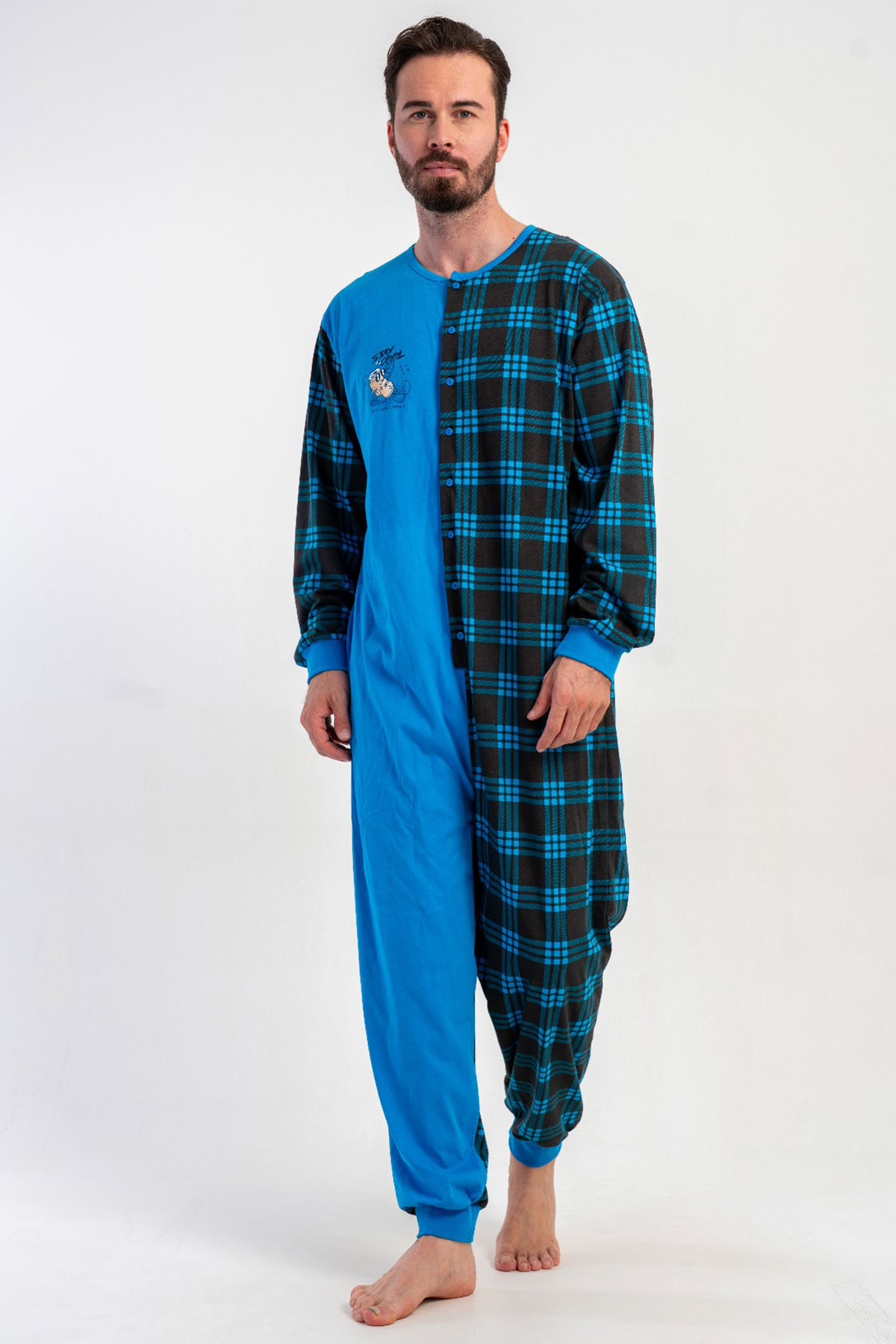 Pamuklu Erkek Tamamı Düğmeli Tulum
