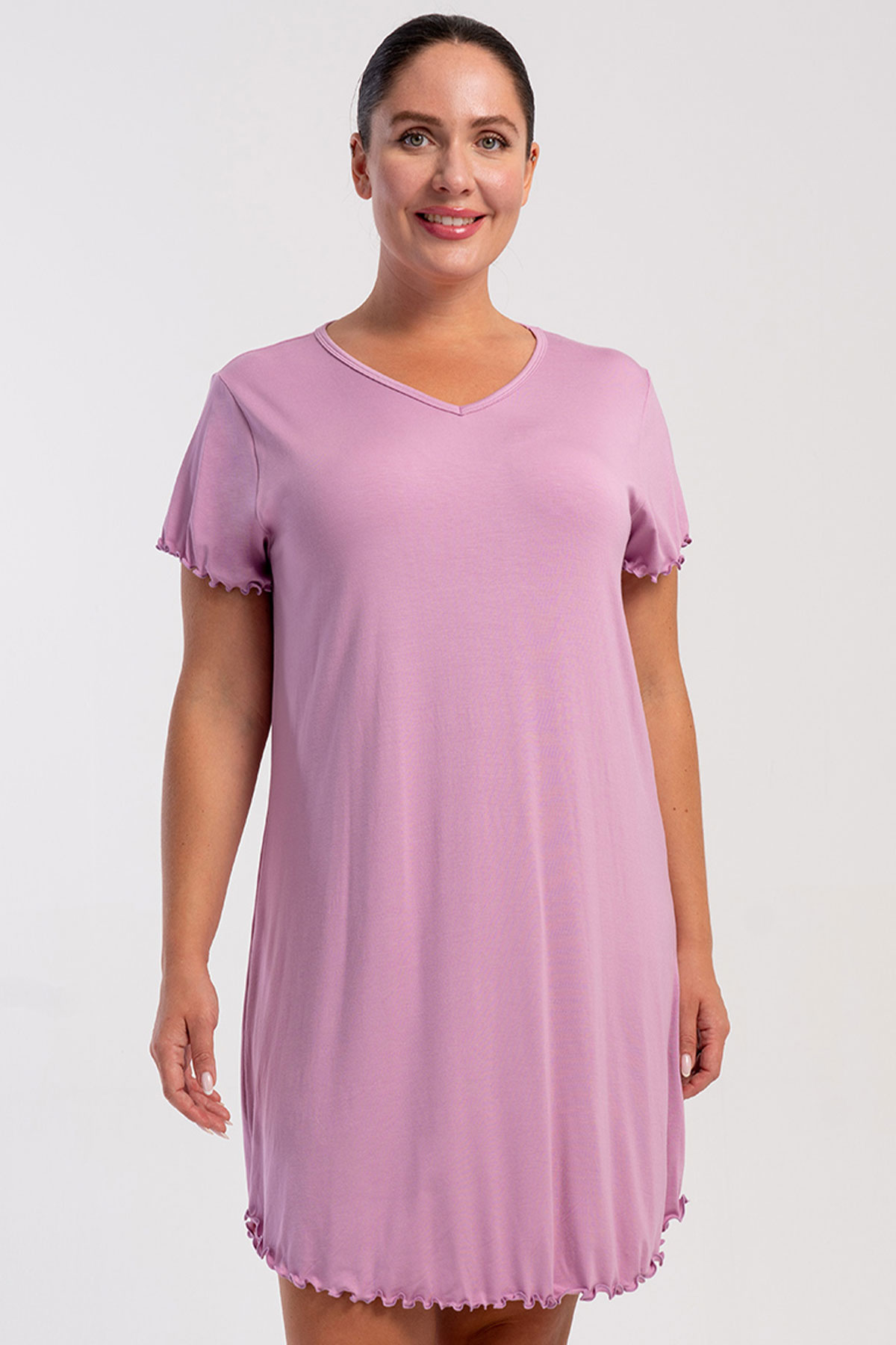 Pamuklu Kadın Büyük Beden Kısa Kol Gecelik
