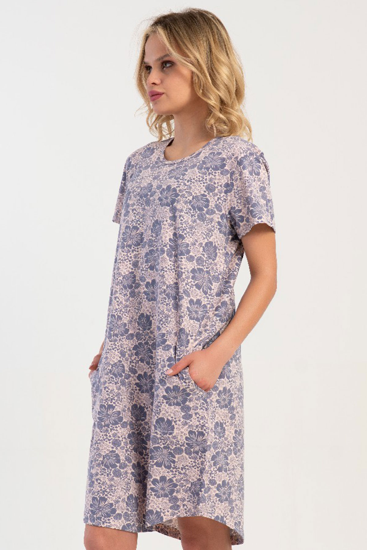 Pamuklu Kadın Kısa Kol Gecelik
