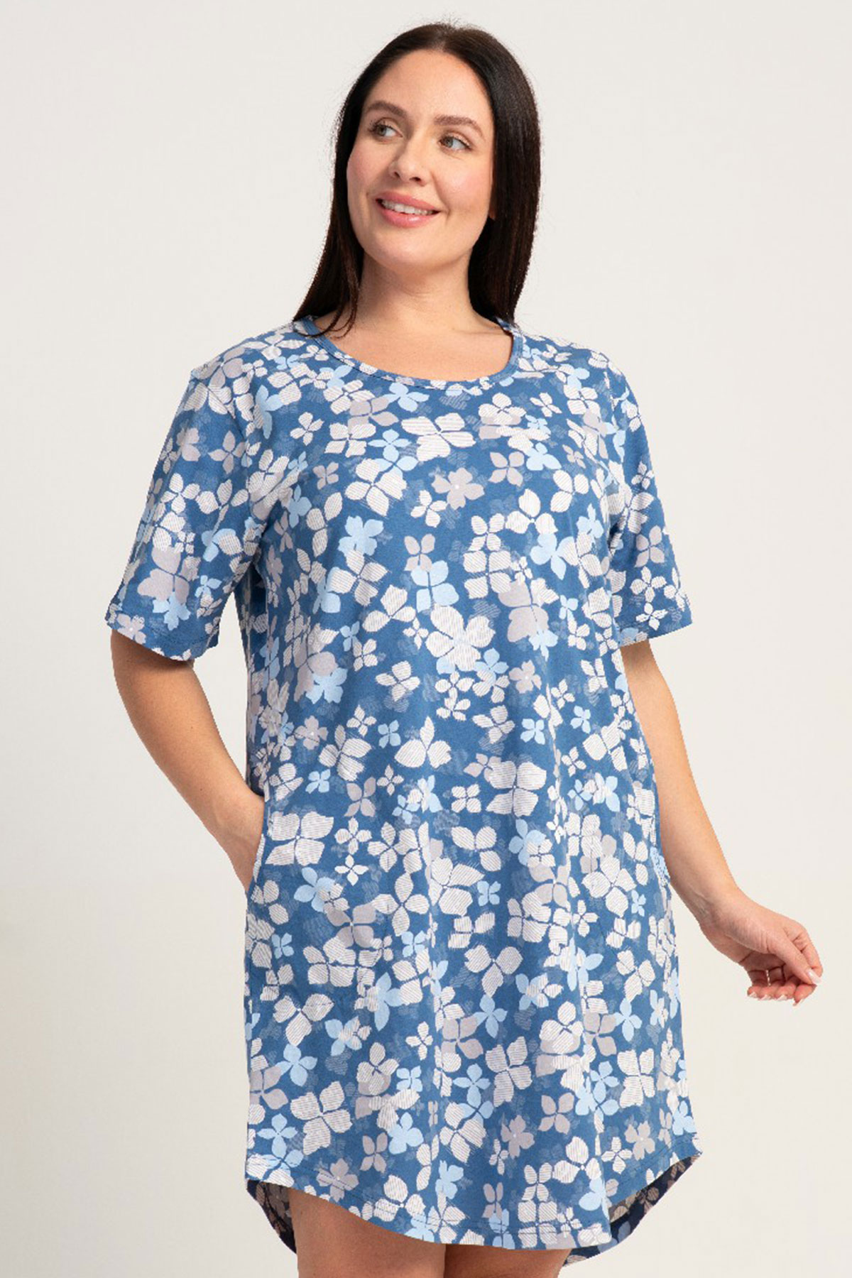 Pamuklu Kadın Büyük Beden Kısa Kol Gecelik
