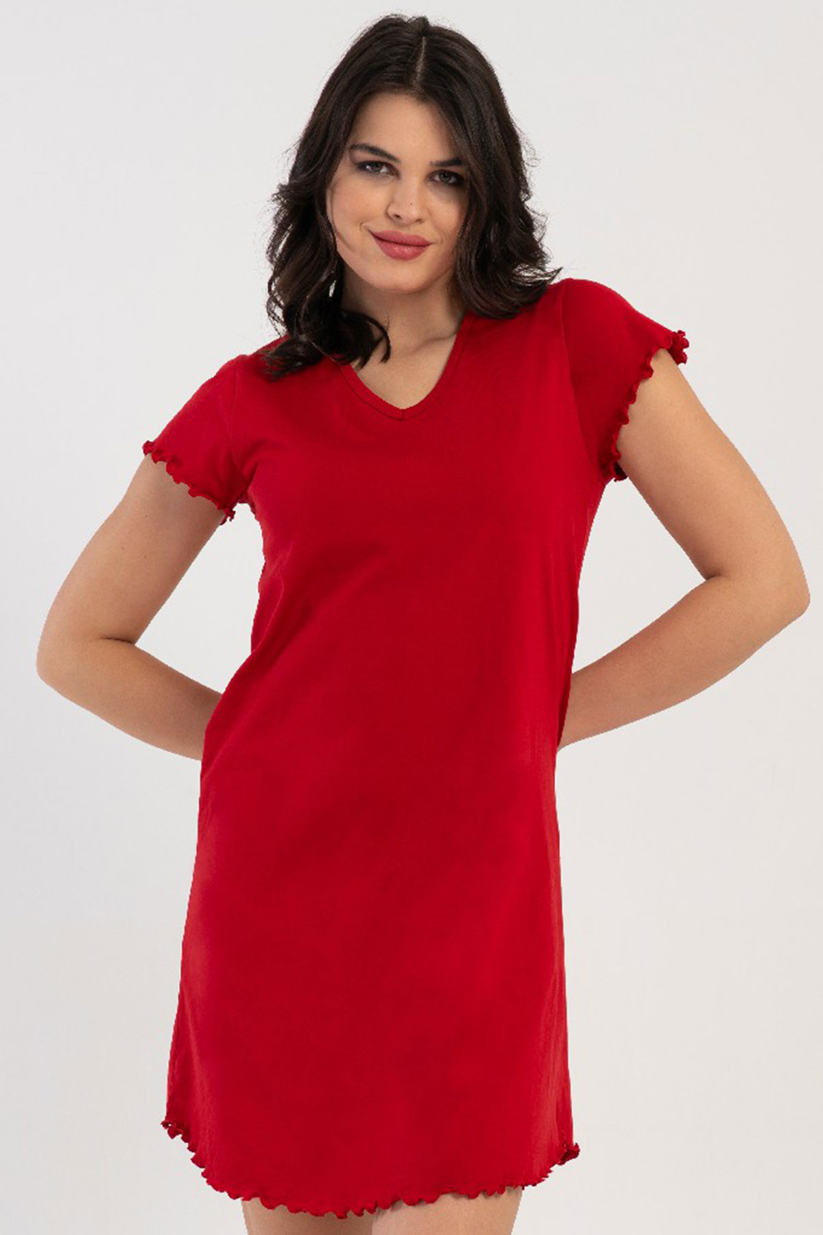 Pamuklu Kadın Kısa Kol Gecelik
