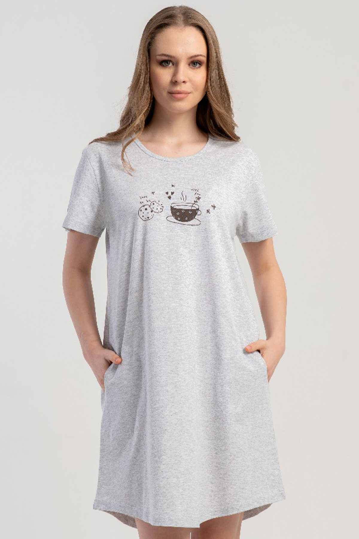 Pamuklu Kadın Kısa Kol Gecelik
