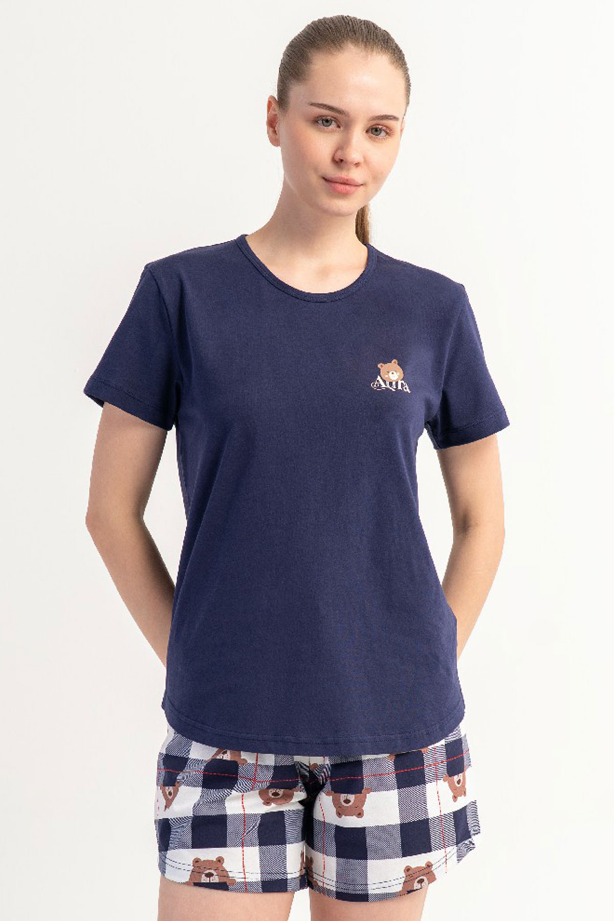 Pamuklu Kadın Kısa Kol Şortlu Pijama Takım
