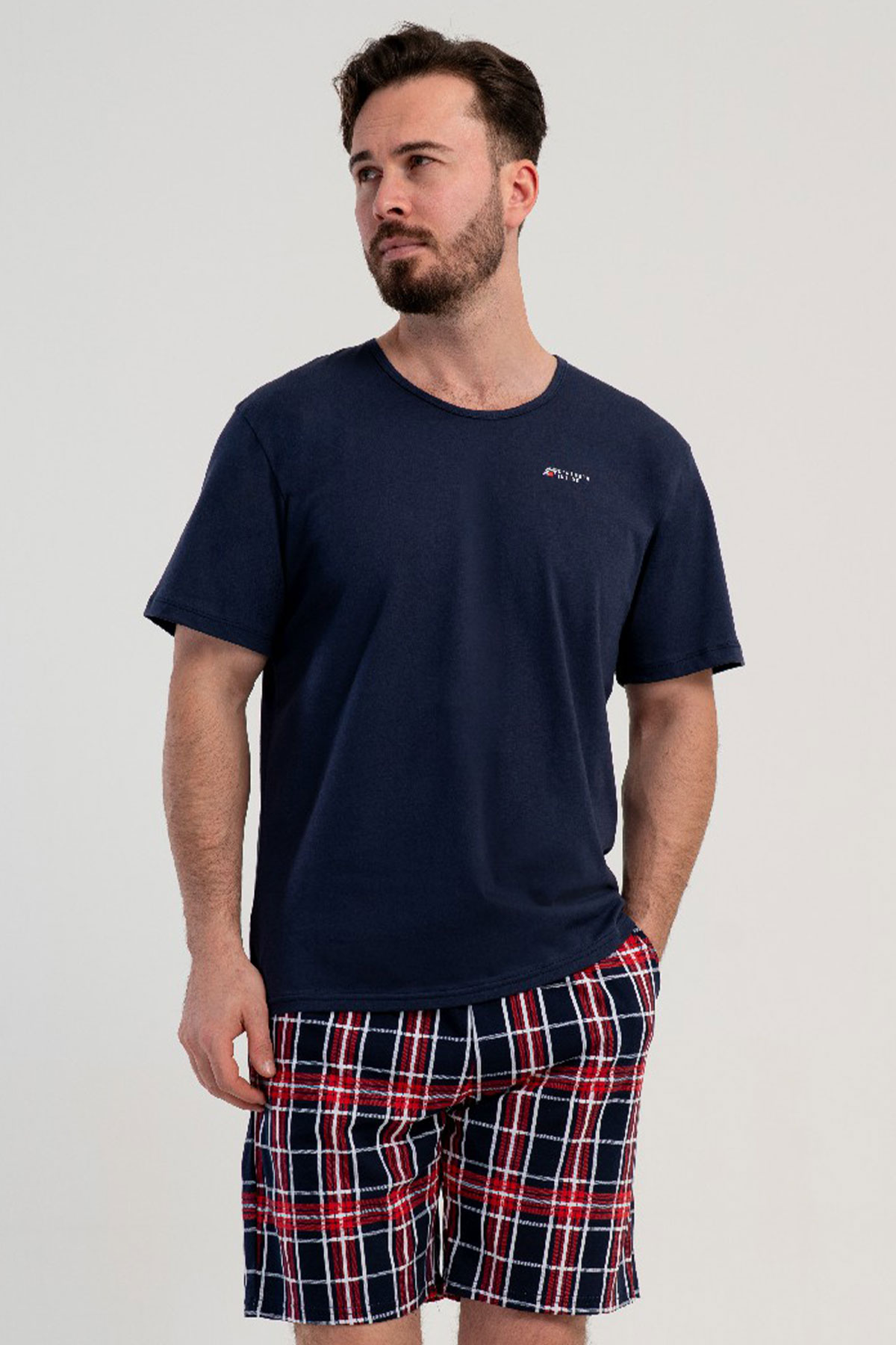 Pamuklu Erkek Kısa Kol Şortlu Pijama Takım
