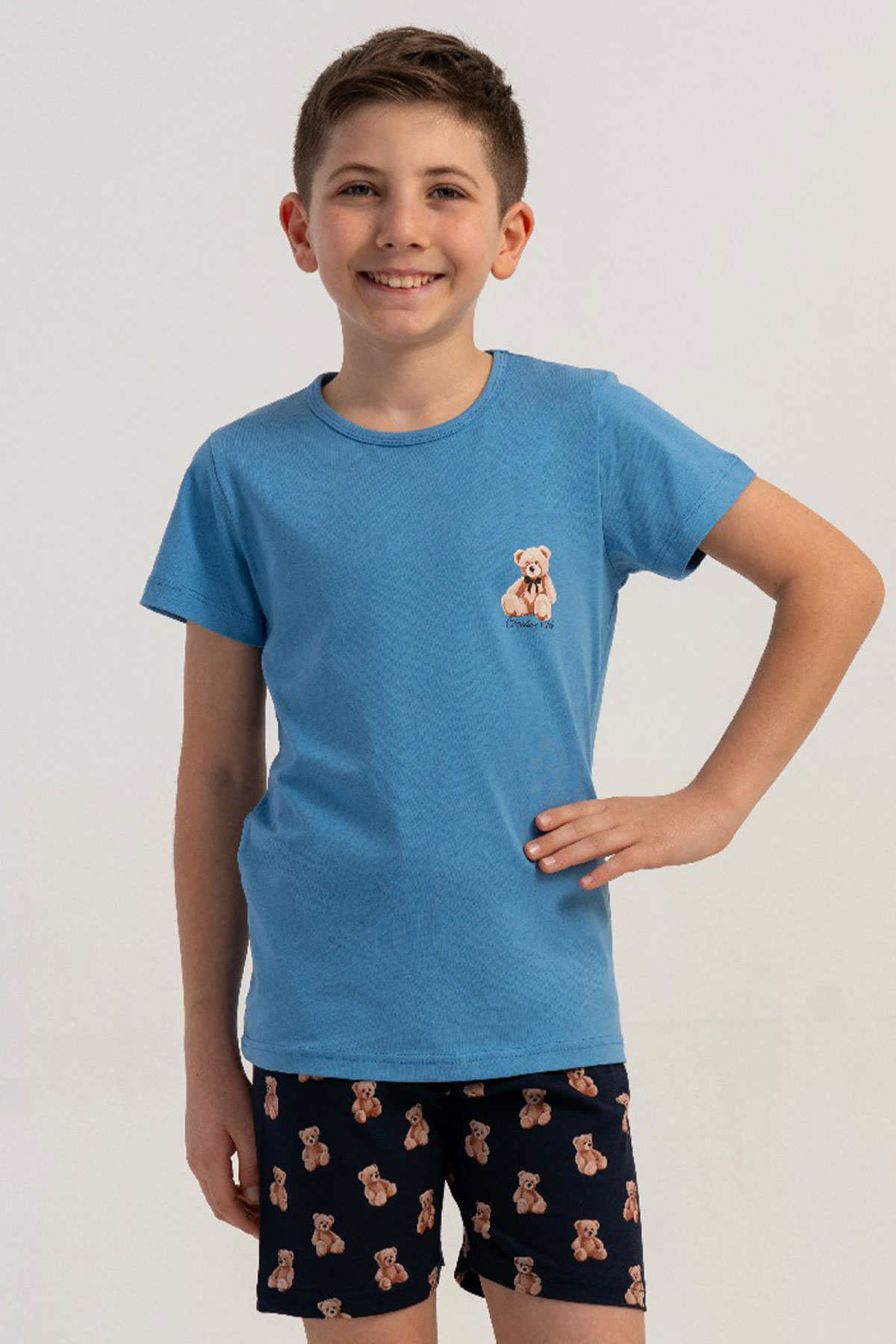 Pamuklu Erkek Çocuk Kısa Kol Şortlu Pijama Takım(5/6-13/14)
