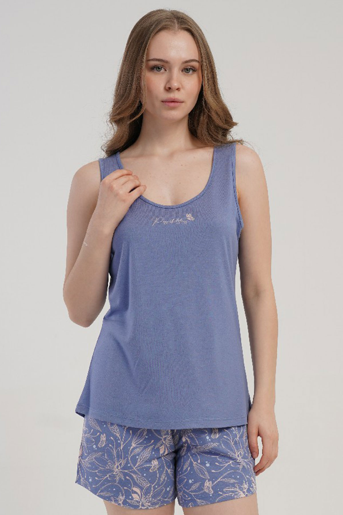 Kadın P.Vıscon Kalın Askılı Şortlu Pijama Takım
