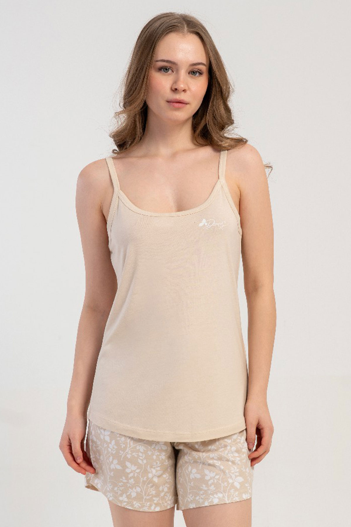 Kadın P.Vıscon Ip Askılı Şortlu Pijama Takım
