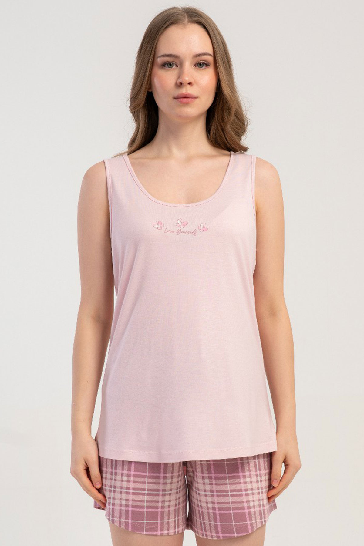 Kadın P.Vıscon Kalın Askılı Şortlu Pijama Takım
