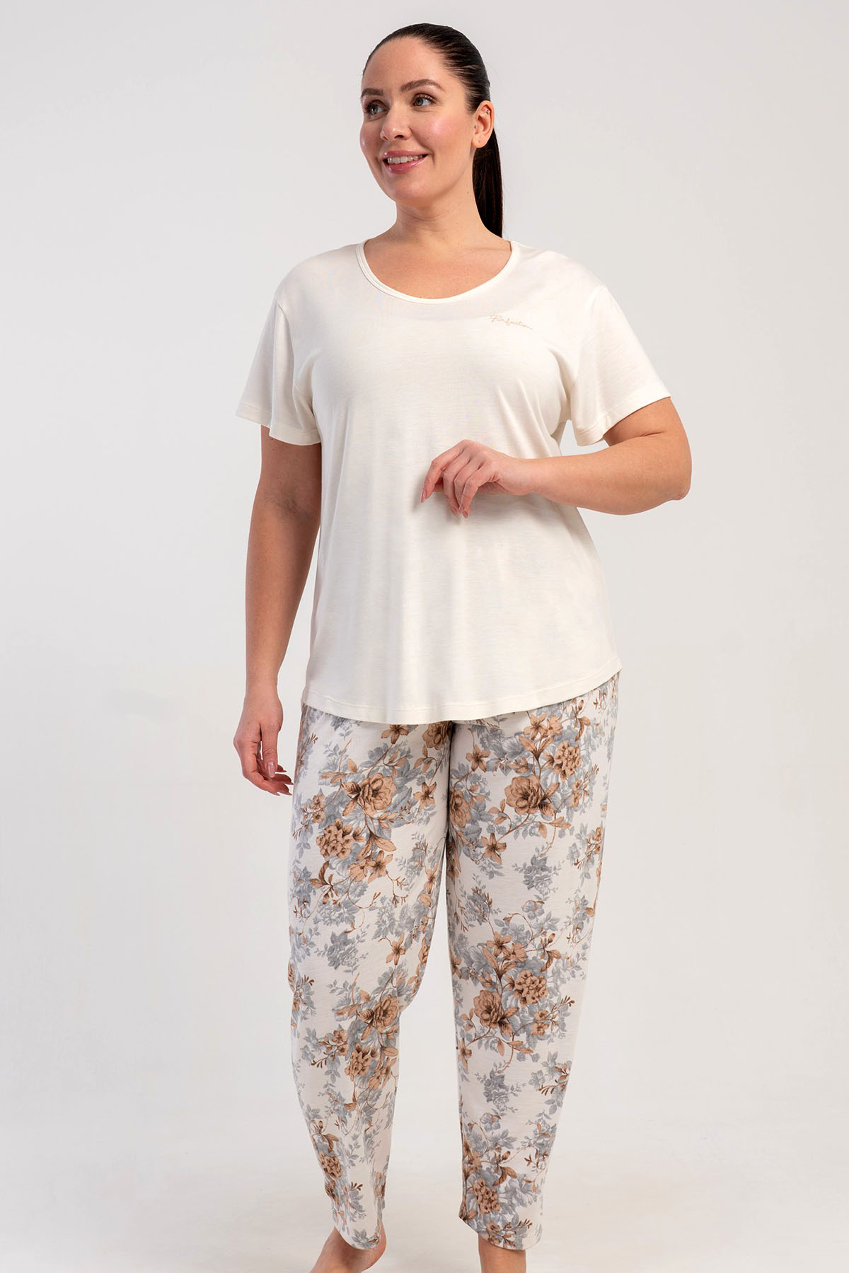 Kadın P.Vıscon Büyük Beden Kısa Kol Pijama Takım
