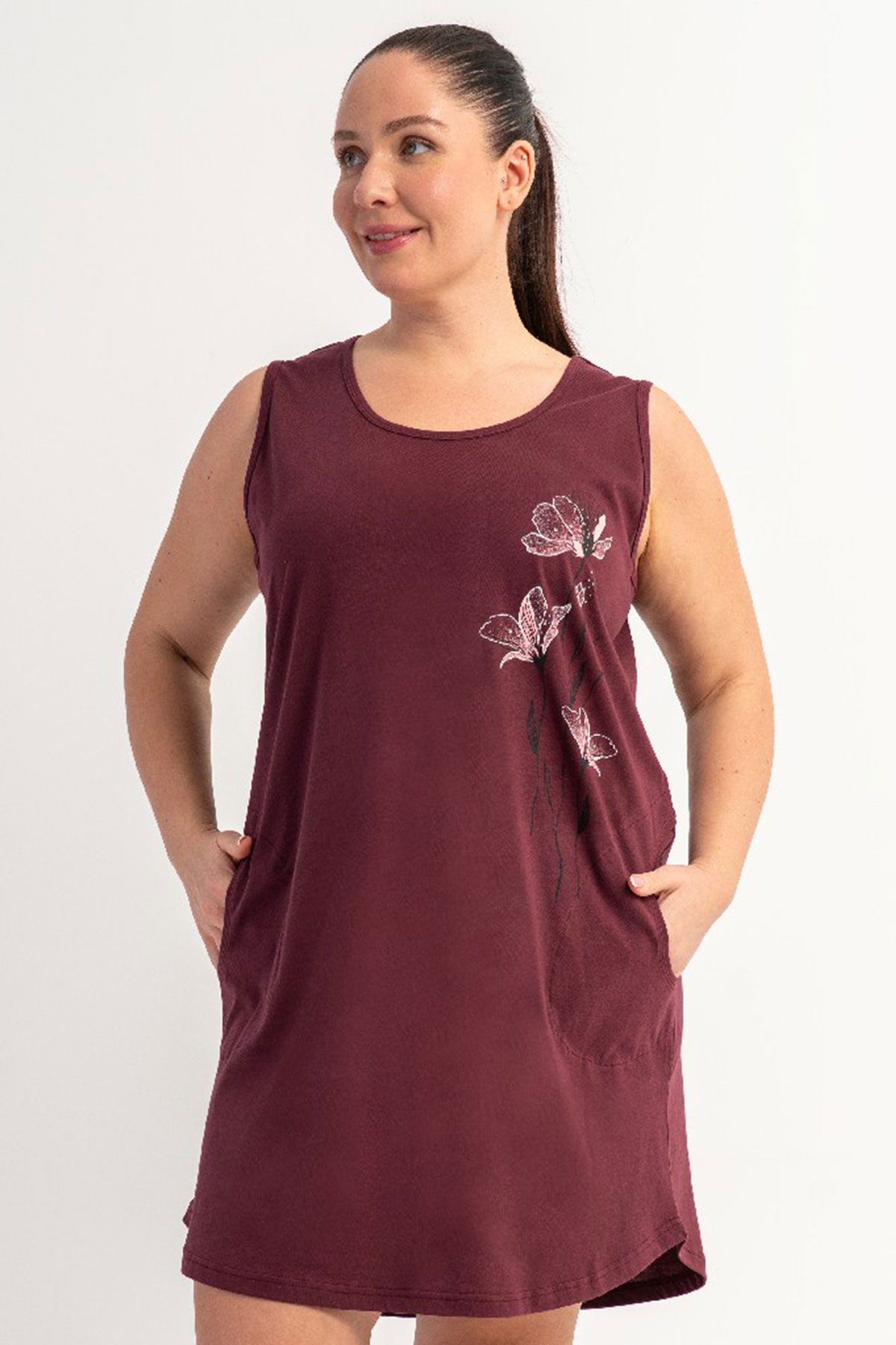 Pamuklu Kadın Büyük Beden Genıs Askılı Gecelik
