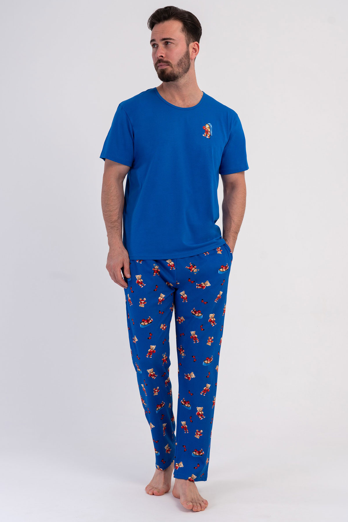 Pamuklu Erkek Kısa Kol Pijama Takım
