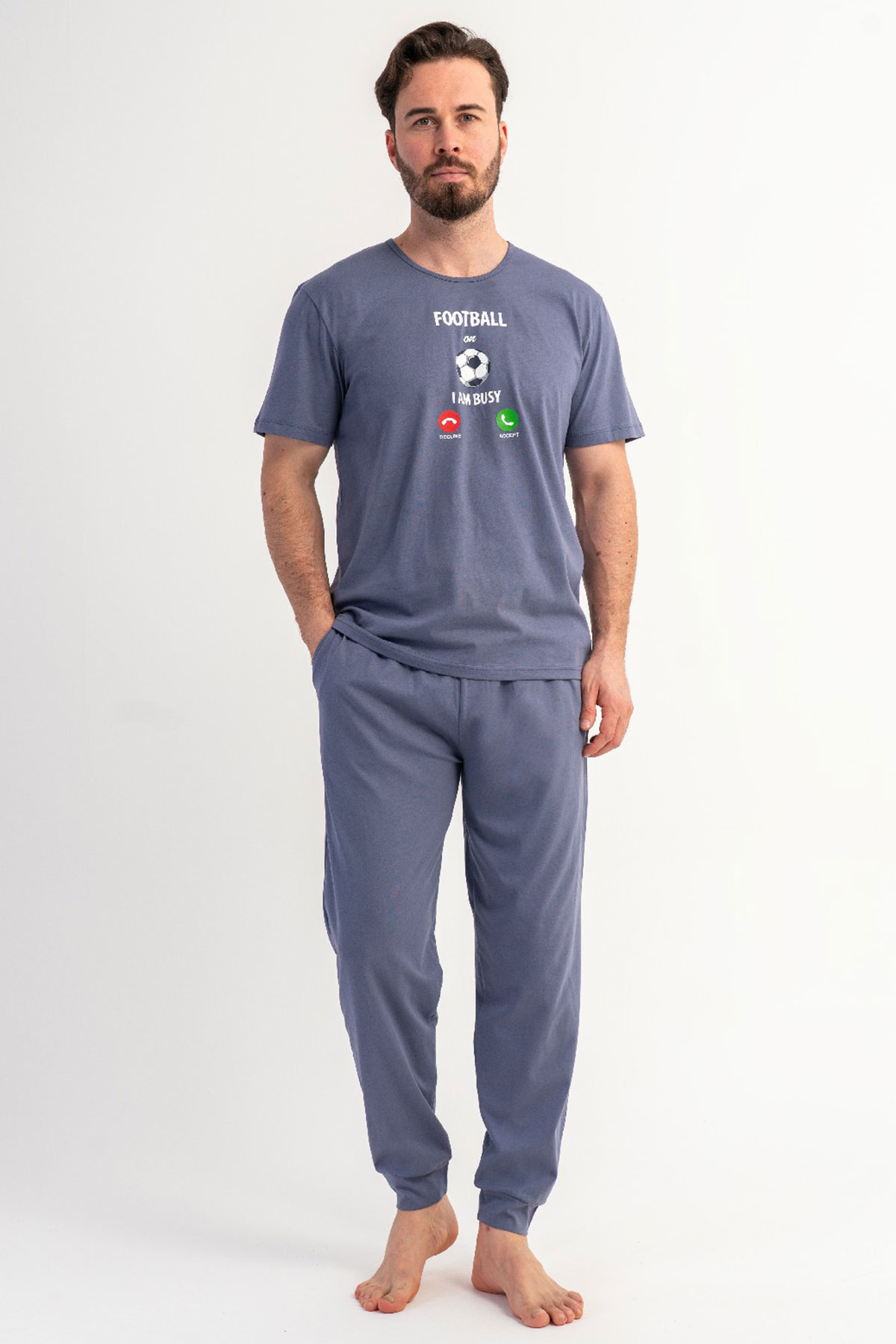 Pamuklu Erkek Kısa Kol Pijama Takım
