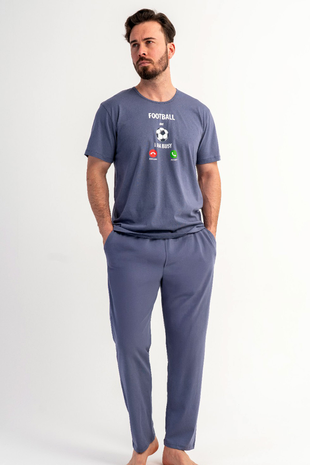 Pamuklu Erkek Büyük Beden Kısa Kol Pijama Takım
