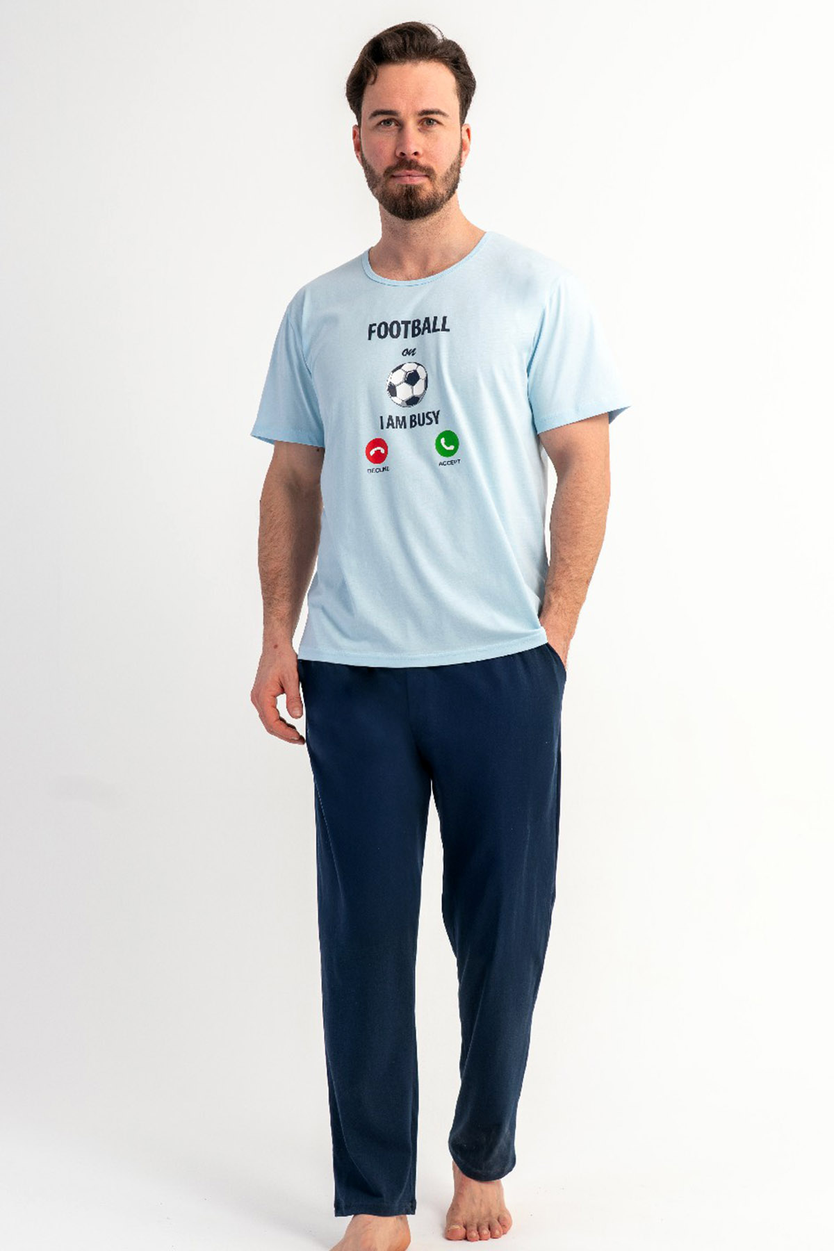 Pamuklu Erkek Kısa Kol Pijama Takım
