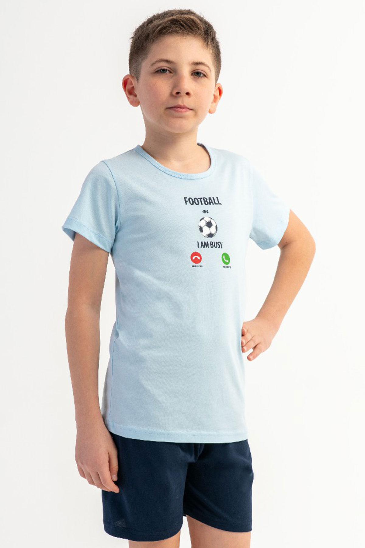 Pamuklu Erkek Çocuk Kısa Kol Şortlu Pijama Takım(3/4-7/8)
