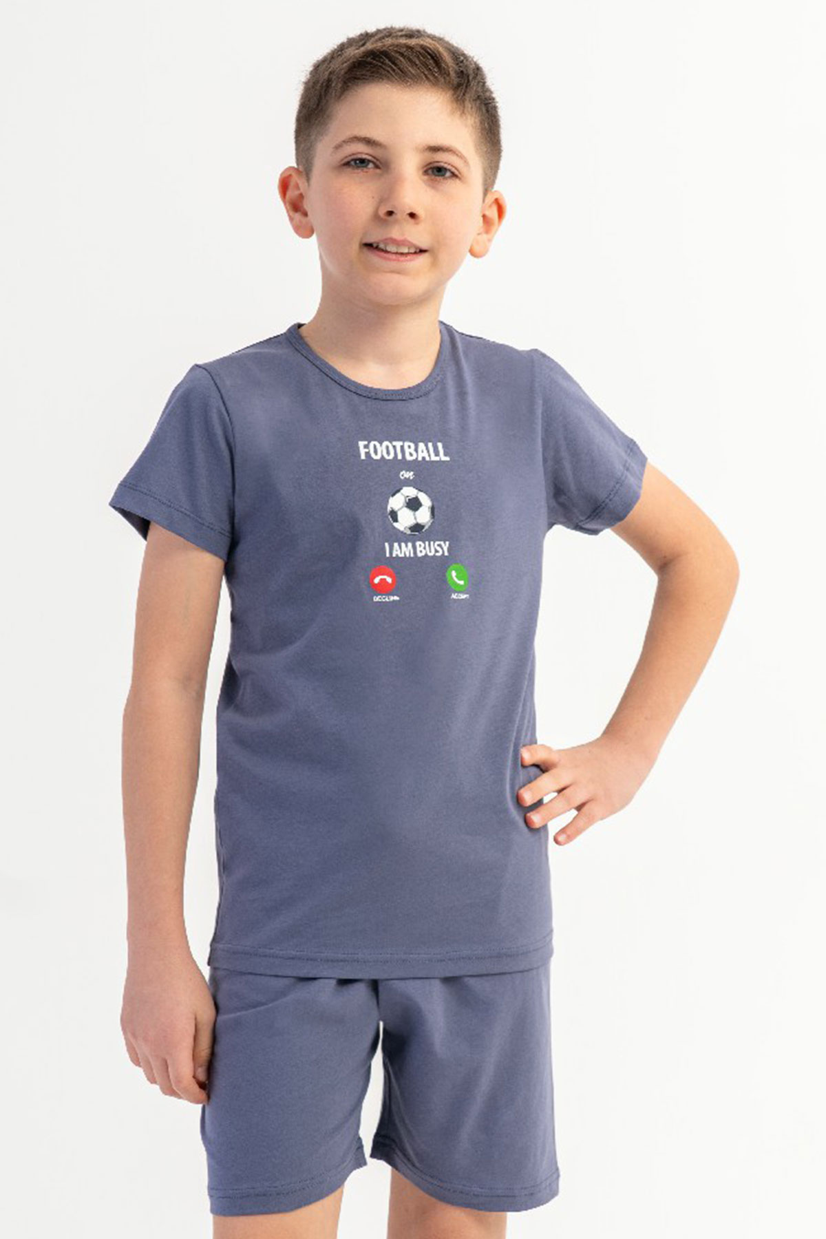 Pamuklu Erkek Çocuk Kısa Kol Şortlu Pijama Takım(3/4-7/8)

