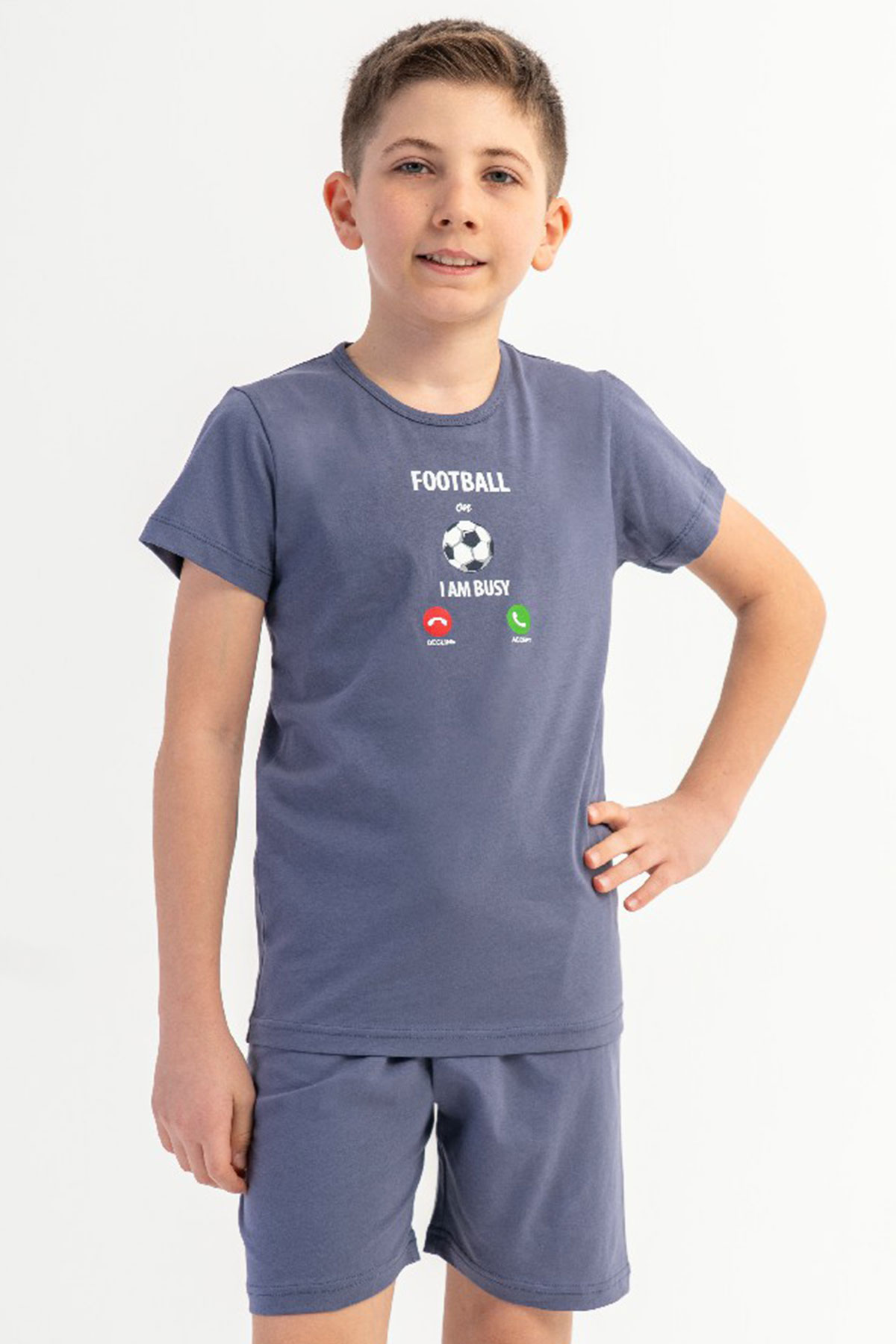 Pamuklu Erkek Çocuk Kısa Kol Şortlu Pijama Takım(9/10-15/16)
