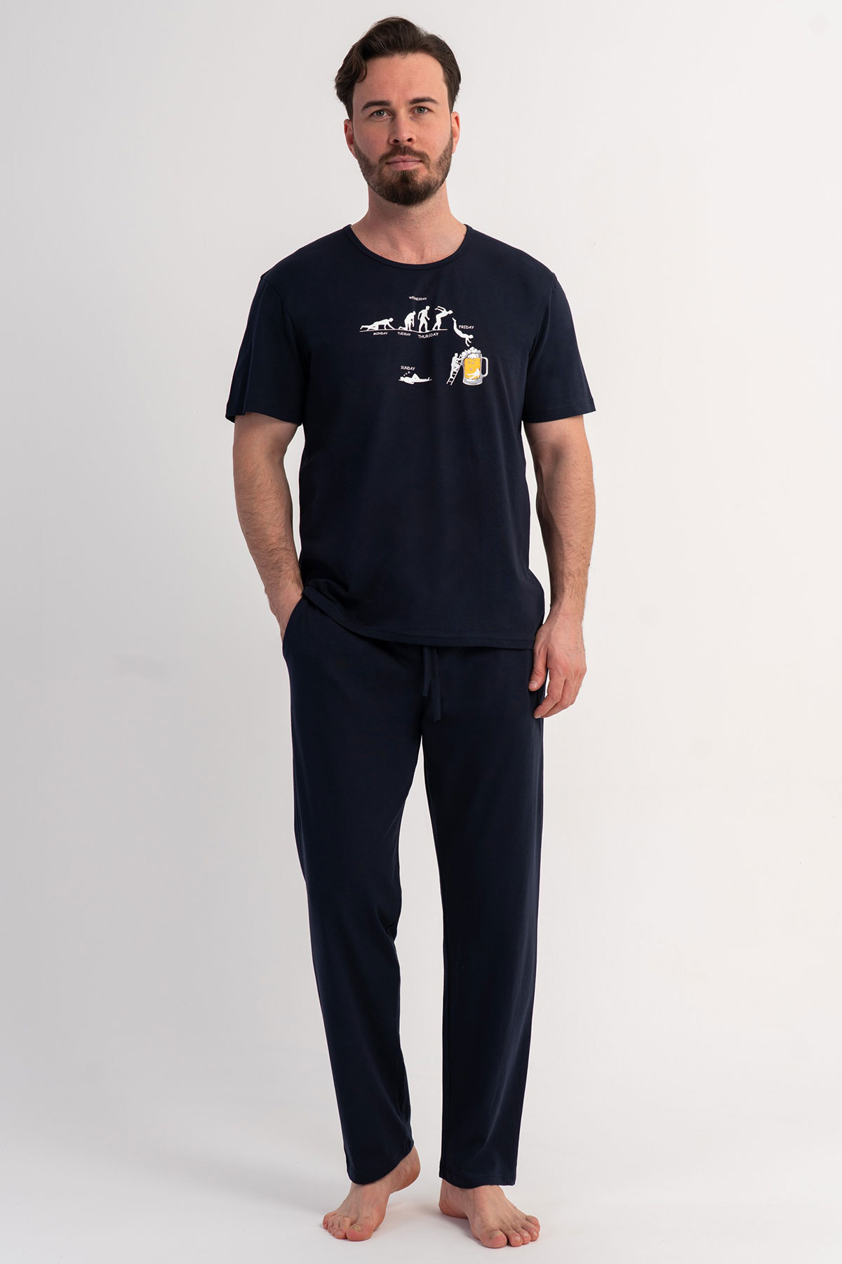 Pamuklu Erkek Büyük Beden Kısa Kol Pijama Takım

