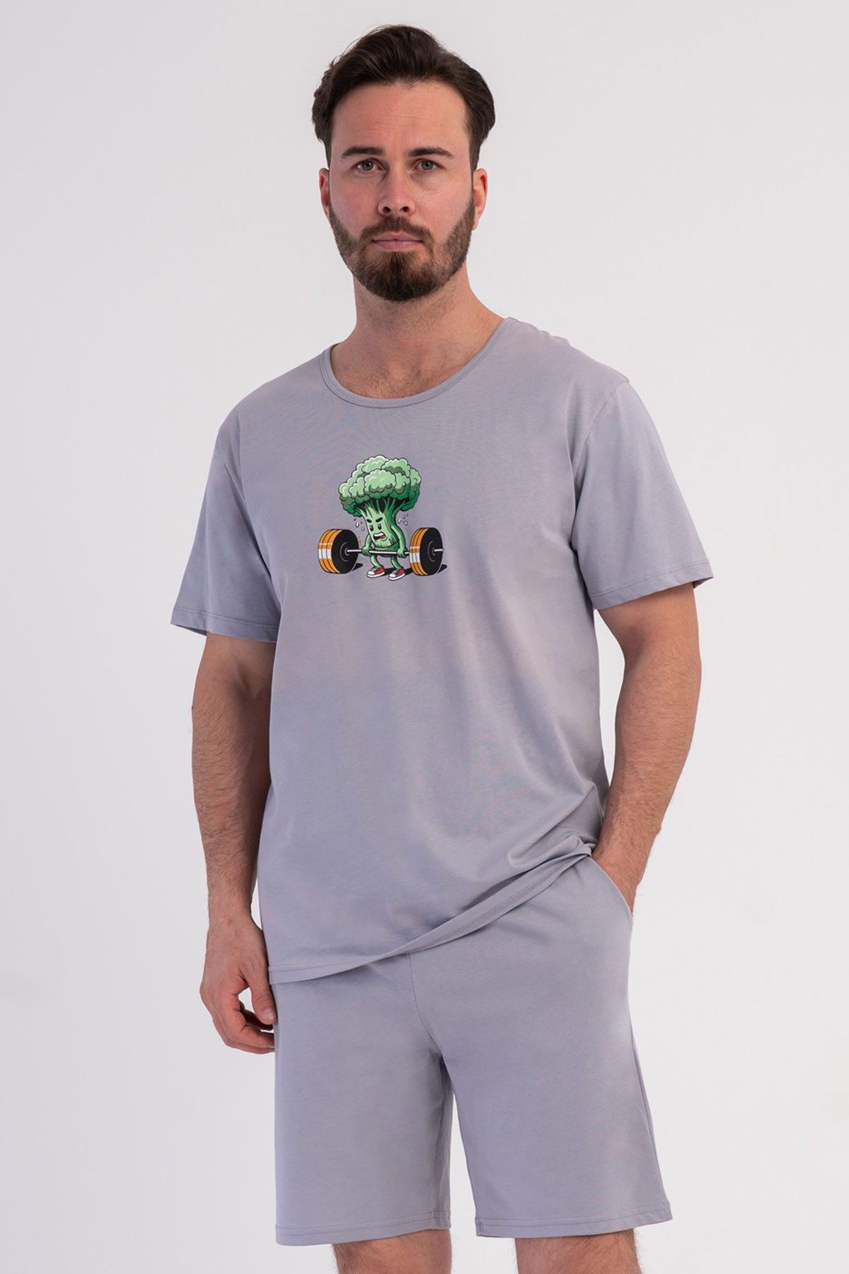Pamuklu Erkek Kısa Kol Şortlu Pijama Takım
