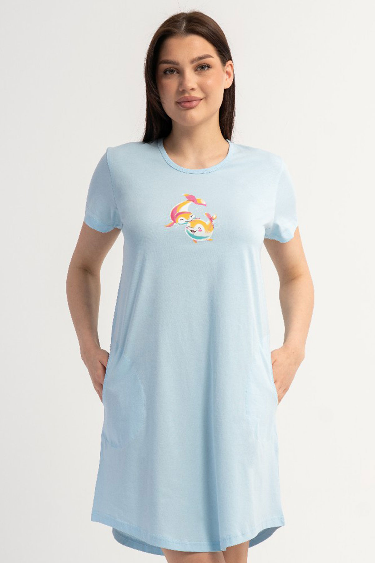 Pamuklu Kadın Kısa Kol Gecelik
