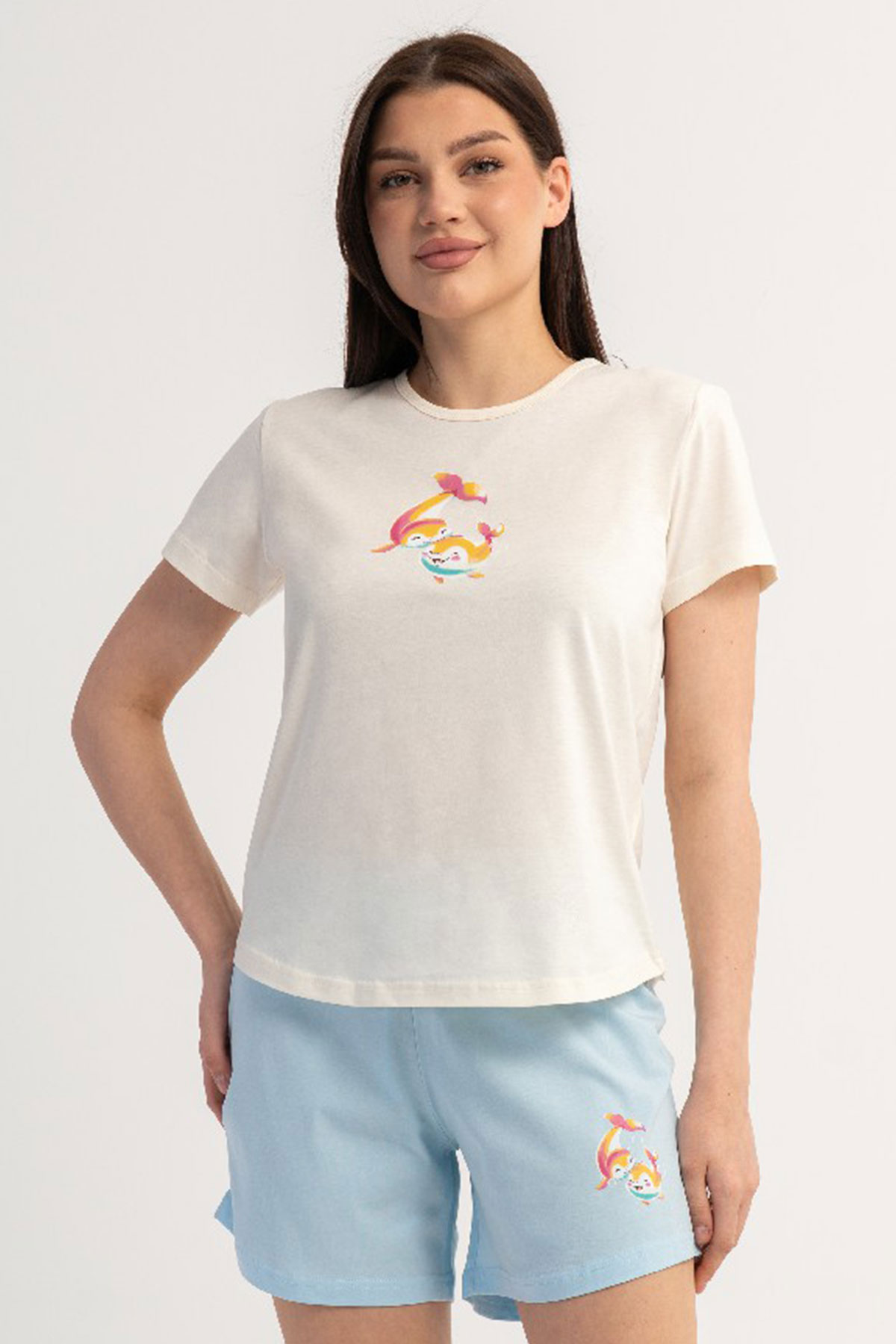 Pamuklu Kadın Kısa Kol Şortlu Pijama Takım
