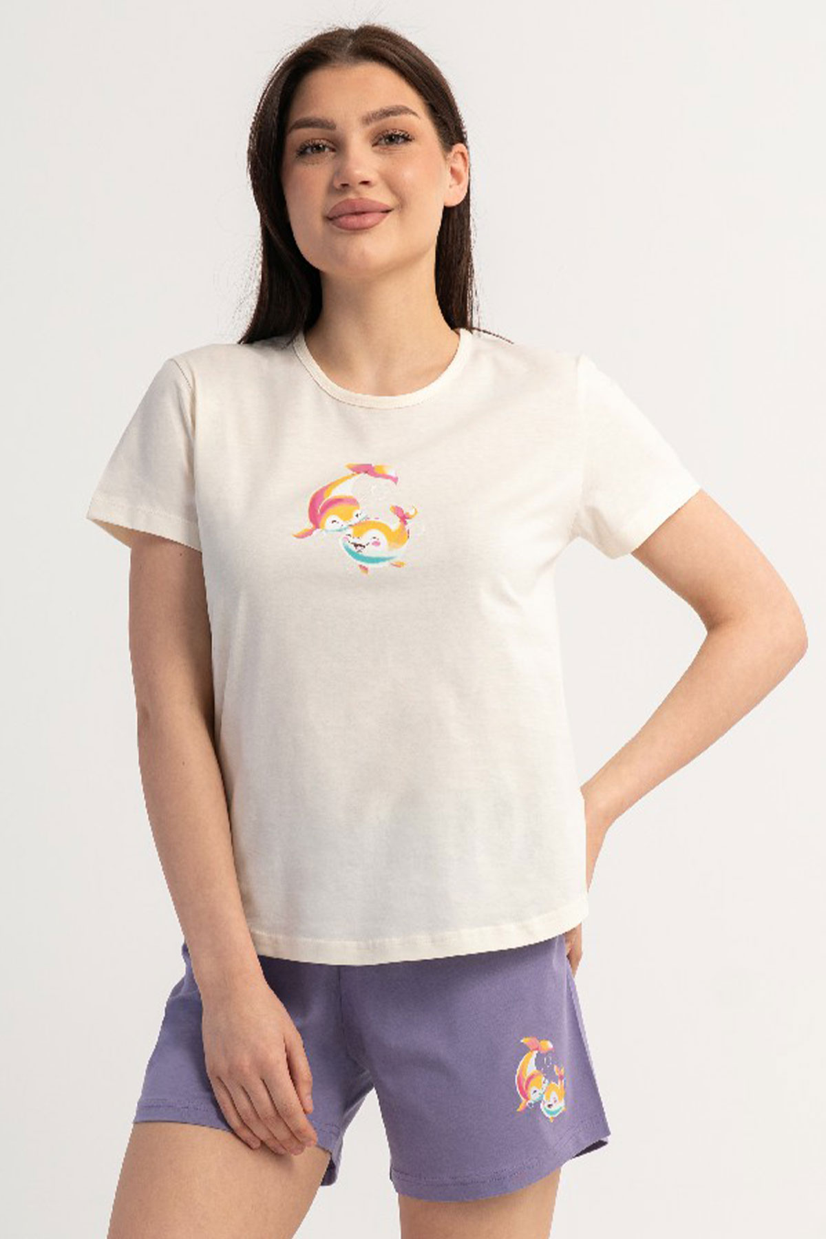 Pamuklu Kadın Kısa Kol Şortlu Pijama Takım
