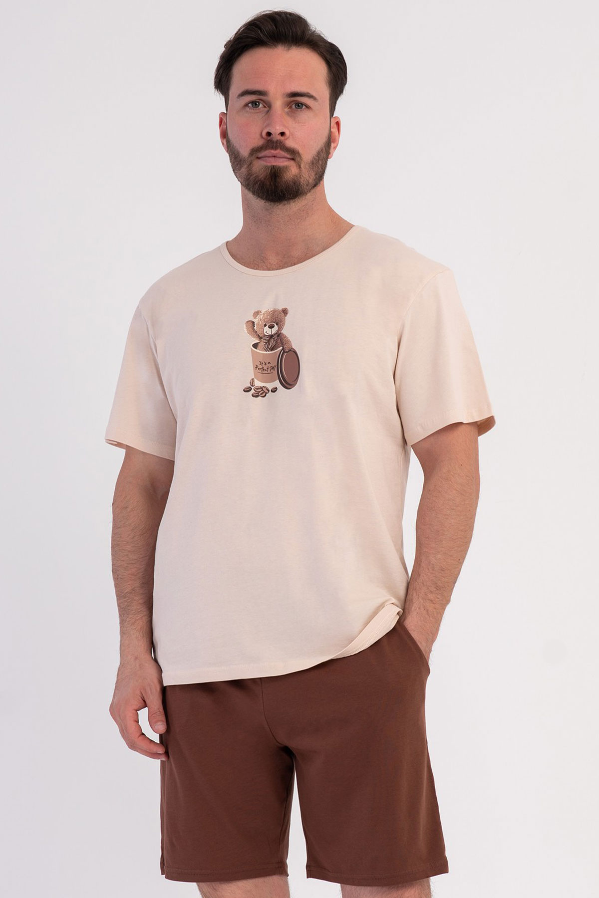 Pamuklu Erkek Kısa Kol Şortlu Pijama Takım
