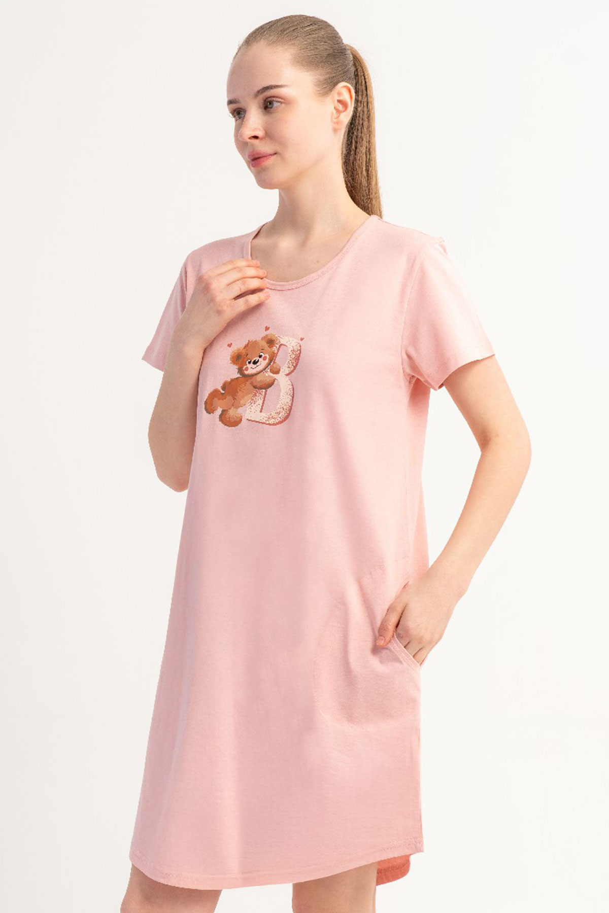 Pamuklu Kadın Kısa Kol Gecelik
