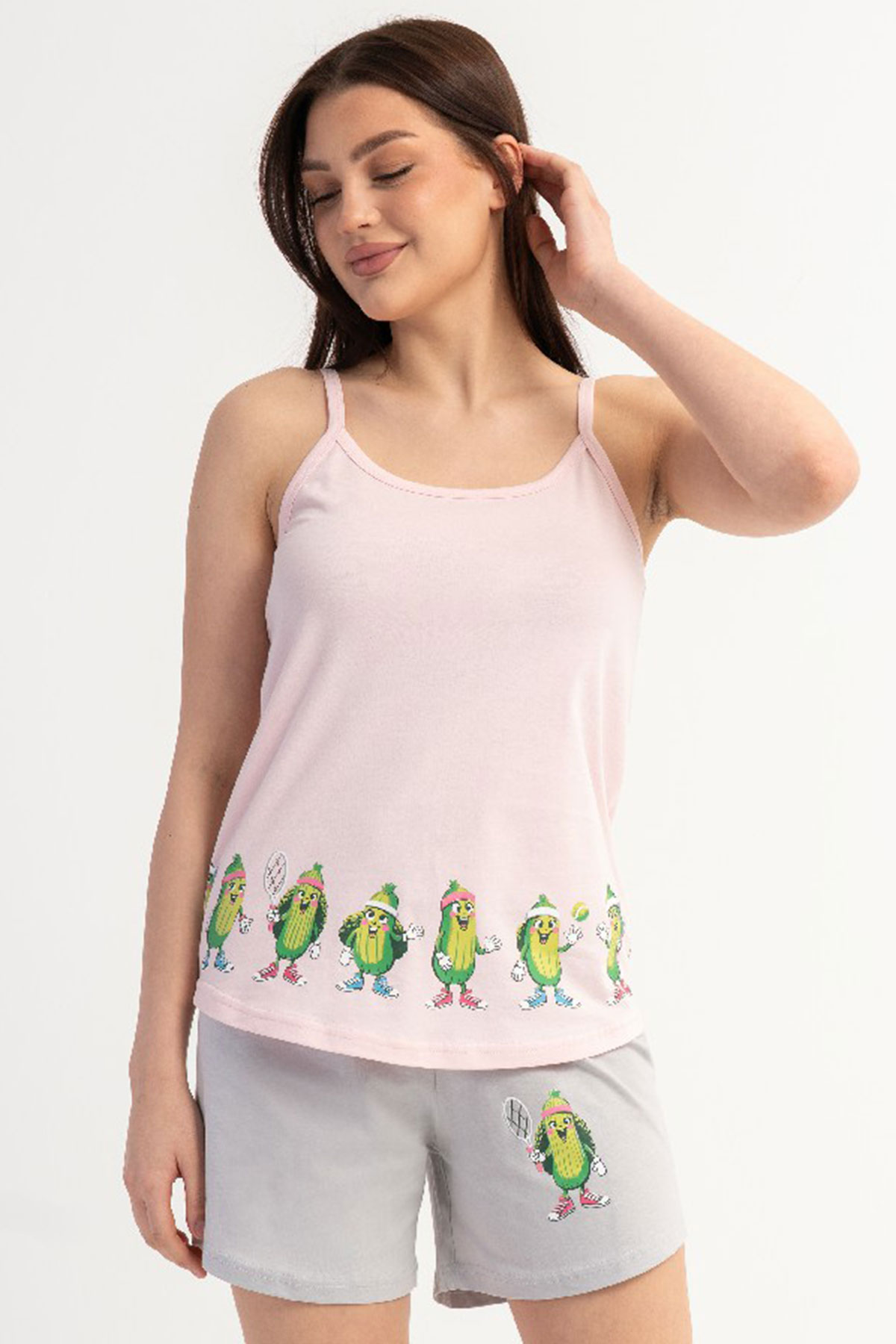 Pamuklu Kadın Ip Askılı Şortlu Pijama Takım
