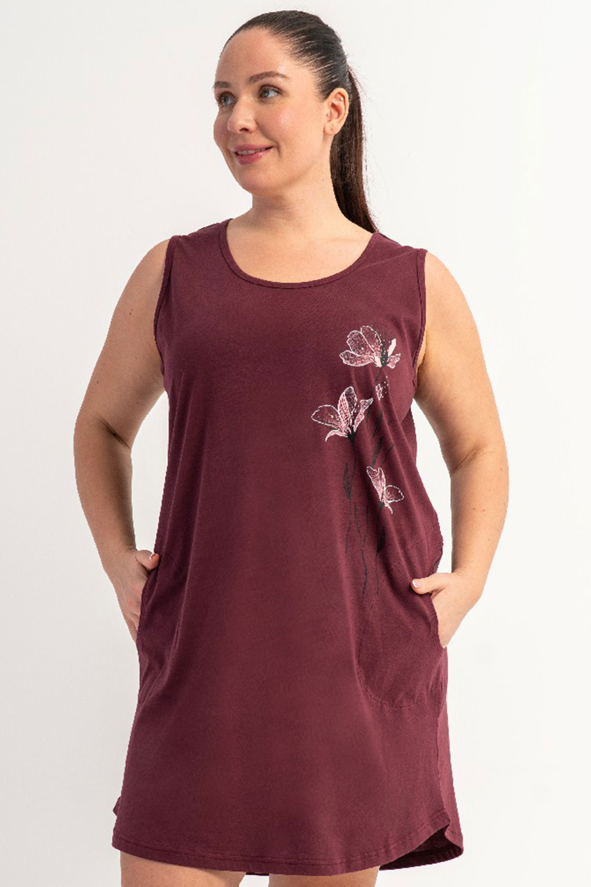 Pamuklu Kadın Büyük Beden Genıs Askılı Gecelik
