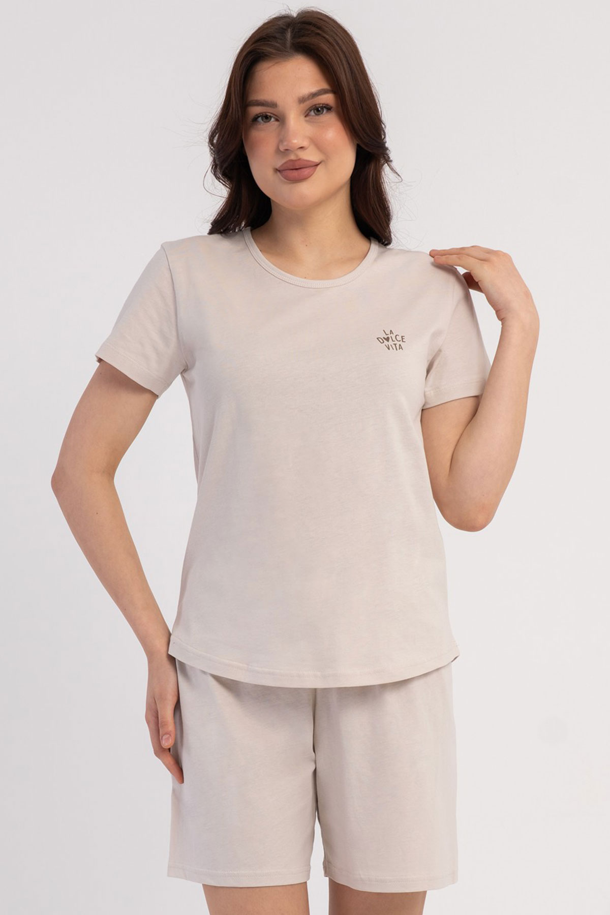 Pamuklu Kadın Kısa Kol Şortlu Pijama Takım
