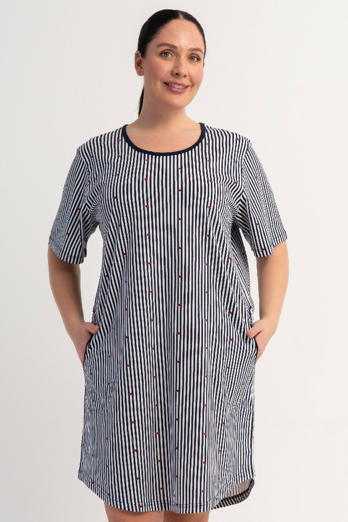 Pamuklu Kadın Büyük Beden Kısa Kol Gecelik
