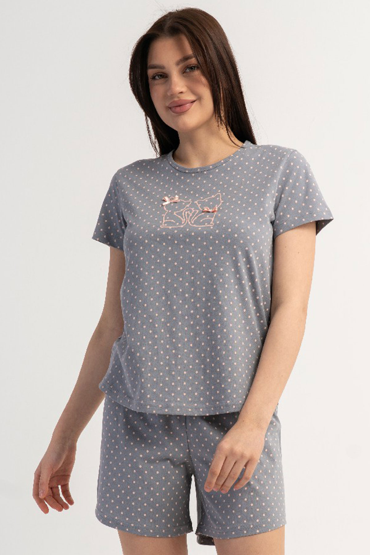 Pamuklu Kadın Kısa Kol Şortlu Pijama Takım
