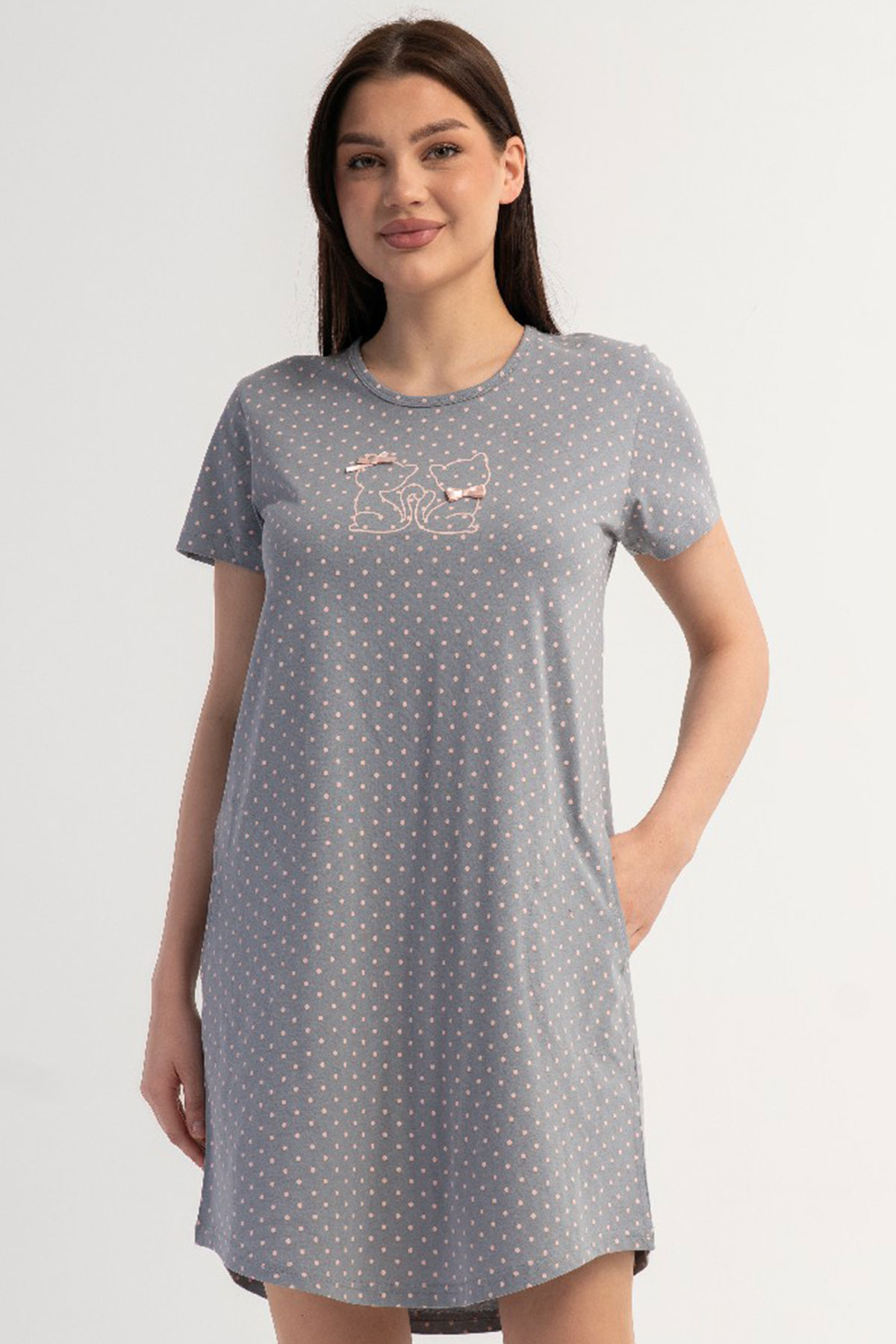 Pamuklu Kadın Kısa Kol Gecelik
