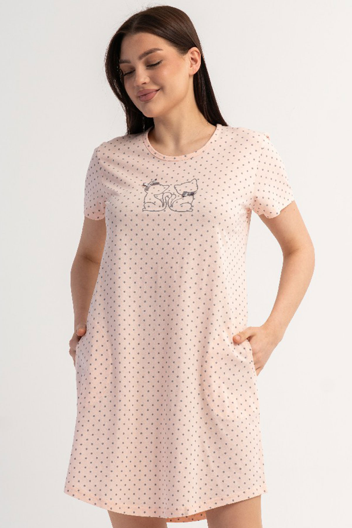 Pamuklu Kadın Kısa Kol Gecelik
