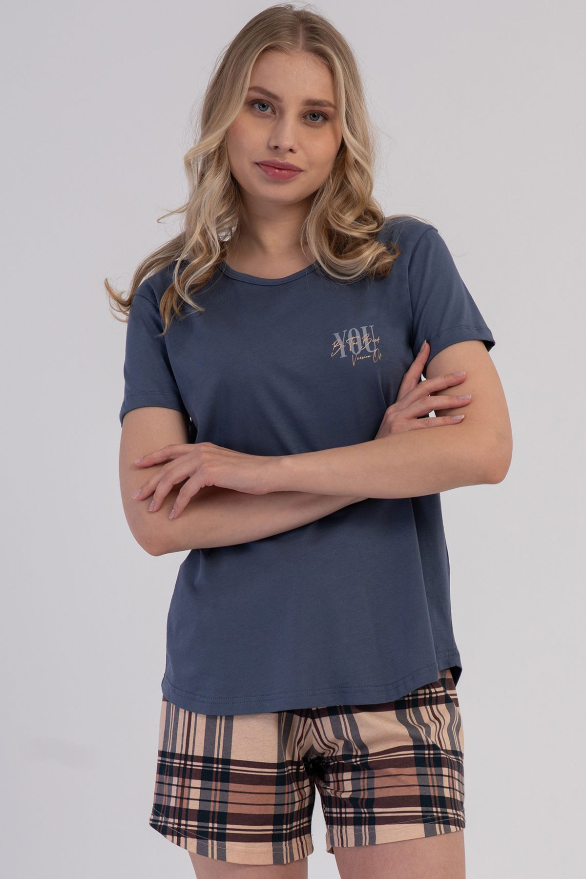 Pamuklu Kadın Kısa Kol Şortlu Pijama Takım
