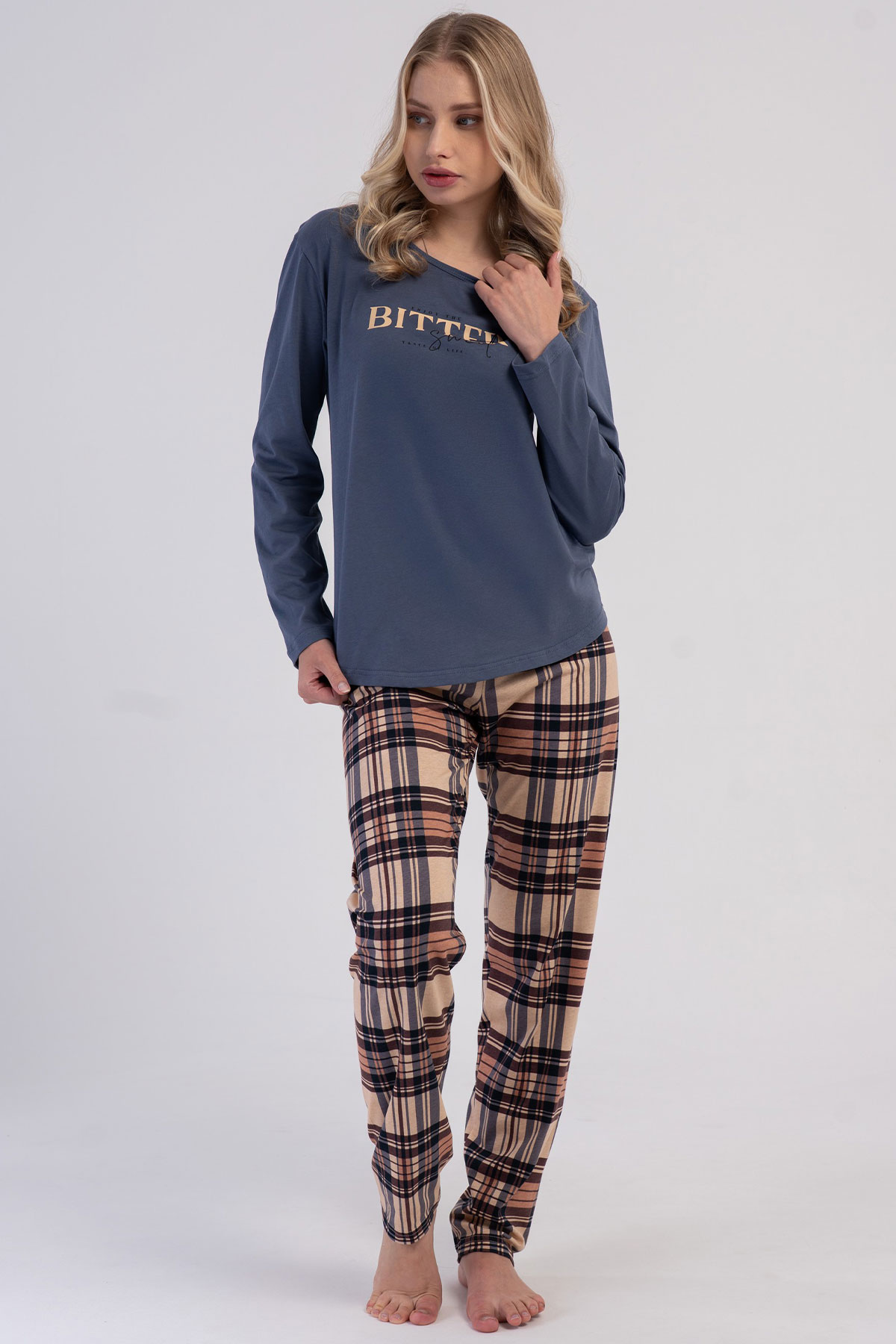 Pamuklu Kadın Uzun Kol Pijama Takım
