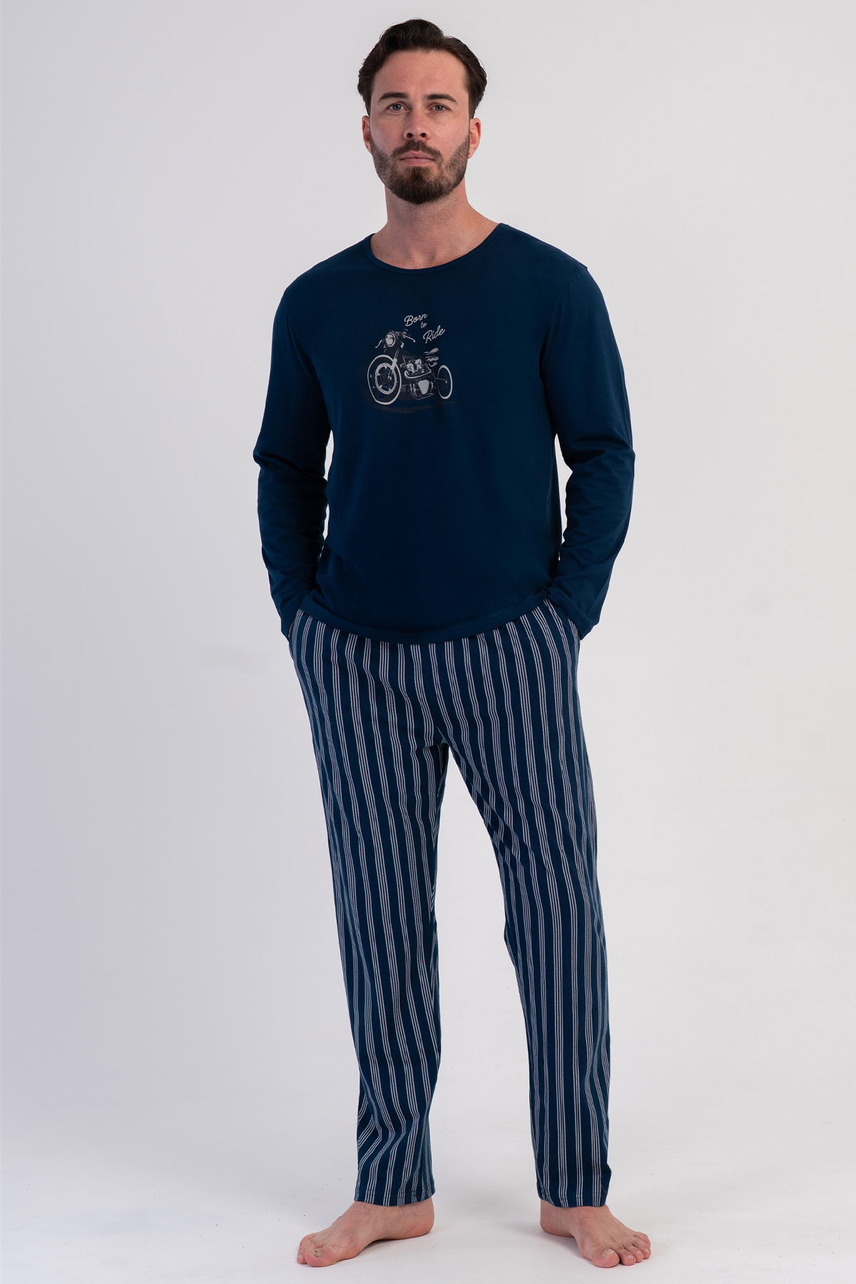 Pamuklu Erkek Uzun Kol Pijama Takım
